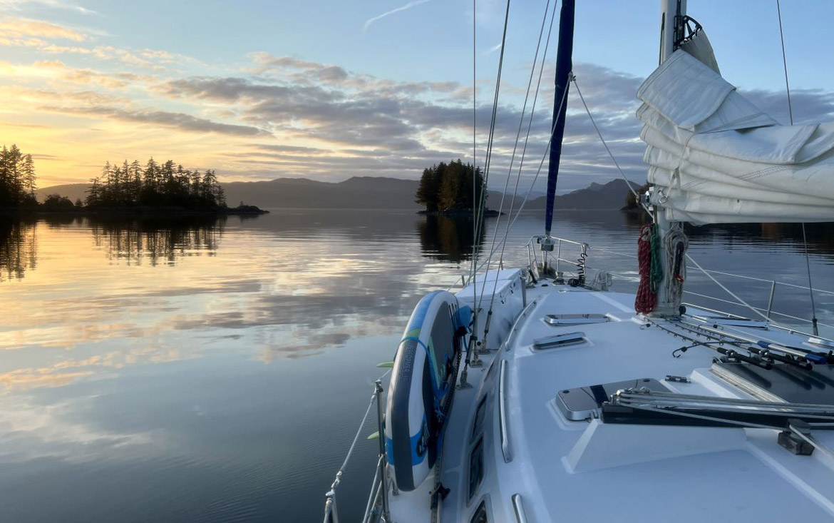 Calm fjords along Inside Passage on Alaska Charter Yacht
